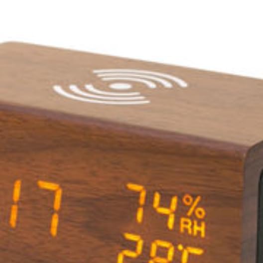 Niyam Multifunctional Luxury Business Gift Wooden Digital Alarm Clock with Wireless Charging, Bluetooth Speaker, Temperature, Humidity (Wooden Bluetooth) - Image 5
