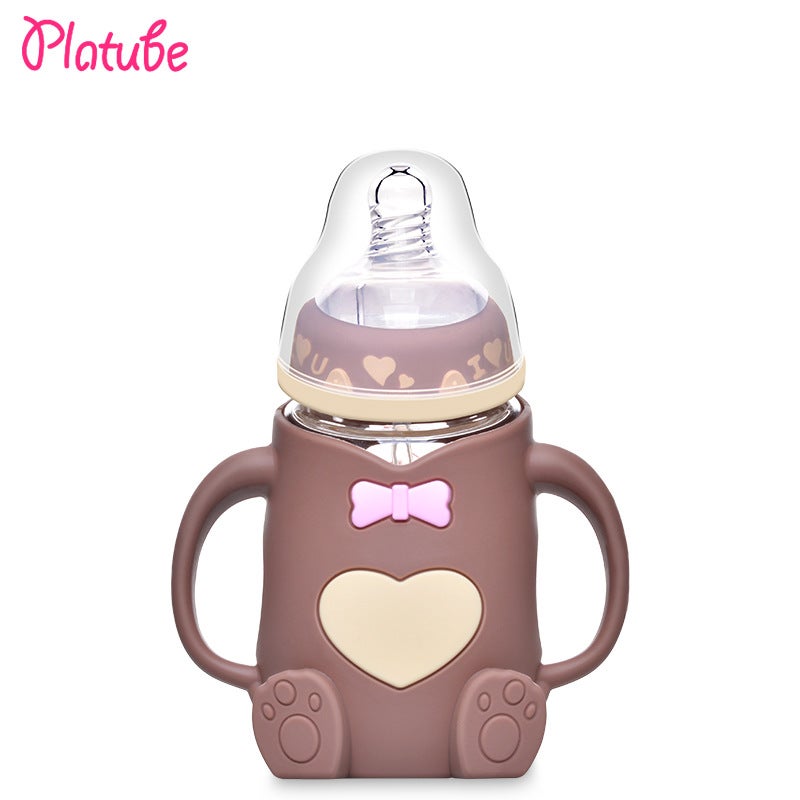 A Generation Of Baby Silicone Glass Bottle Baby Anti-Fall Anti-Flatulence Children'S Glass Bottle Mother And Baby Supplies - Image 1