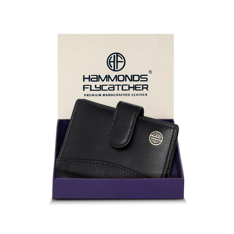 HAMMONDS FLYCATCHER Genuine Leather Card Holder Wallet for Man & Women, RFID Protected ATM/Credit Card Holder Wallet for Men with 18 Slots, Gift for Men, Father, Husband, Boyfriend - Super Black - Image 1