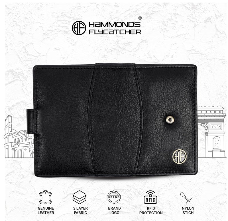 HAMMONDS FLYCATCHER Genuine Leather Card Holder Wallet for Man & Women, RFID Protected ATM/Credit Card Holder Wallet for Men with 18 Slots, Gift for Men, Father, Husband, Boyfriend - Super Black - Image 5