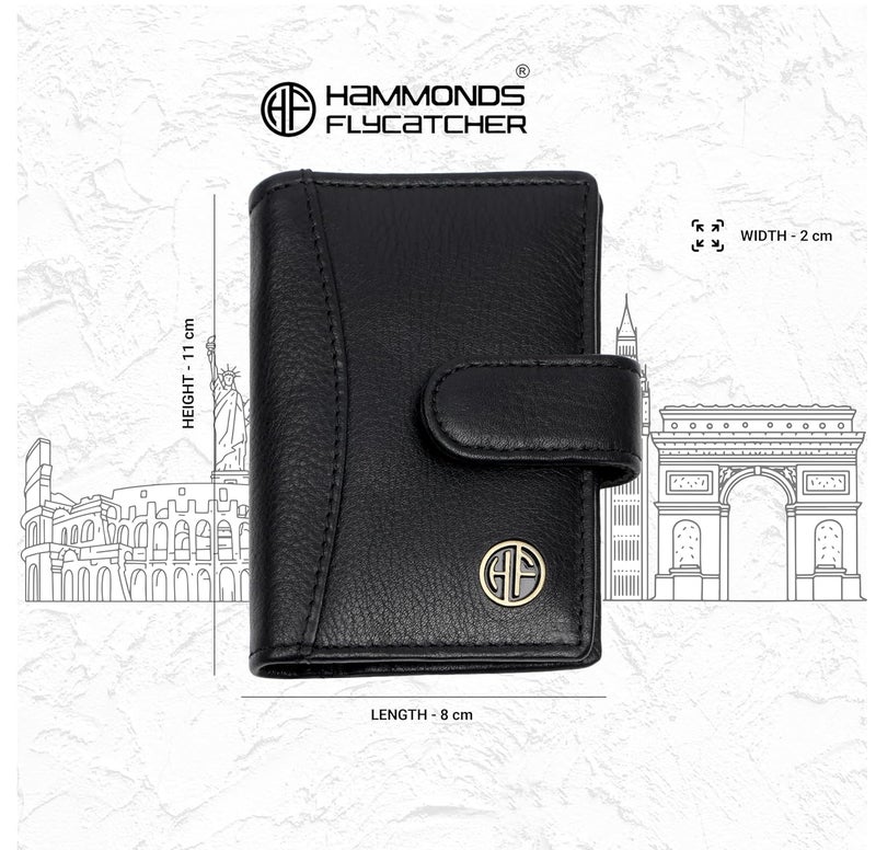 HAMMONDS FLYCATCHER Genuine Leather Card Holder Wallet for Man & Women, RFID Protected ATM/Credit Card Holder Wallet for Men with 18 Slots, Gift for Men, Father, Husband, Boyfriend - Super Black - Image 2