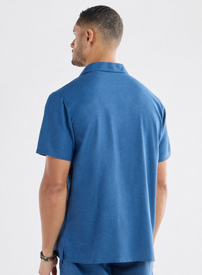 سبلاش فيڤ قميص سادة بقصة عادية وياقة كامب وأكمام قصيرة - Image 3