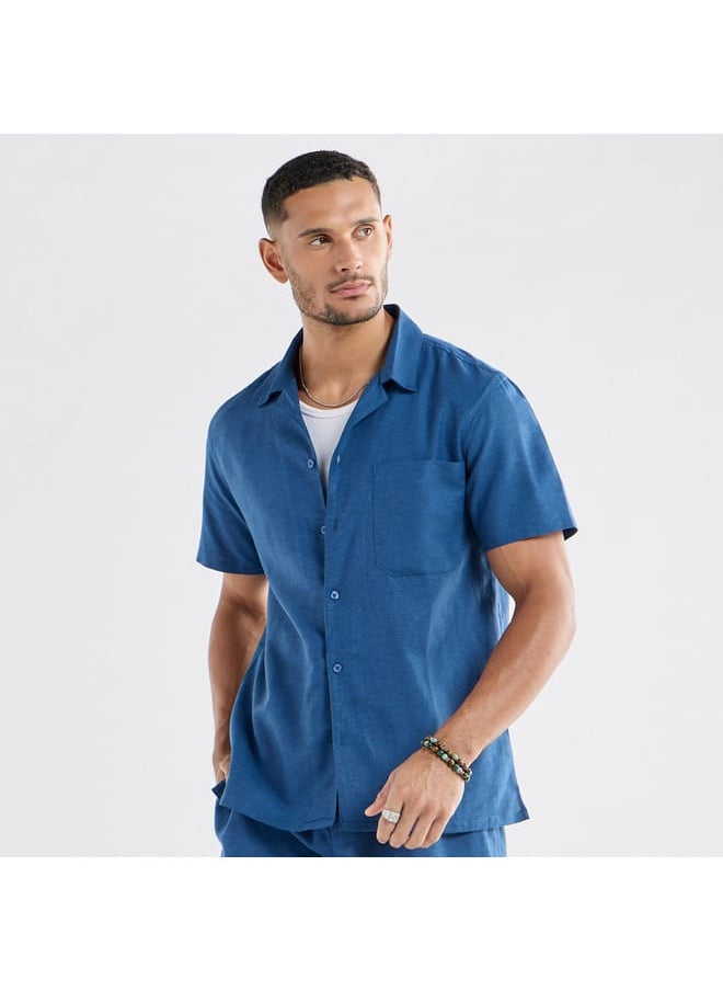 FAV Regular Fit Solid Shirt with Camp Collar and Short Sleeves  - Image 1