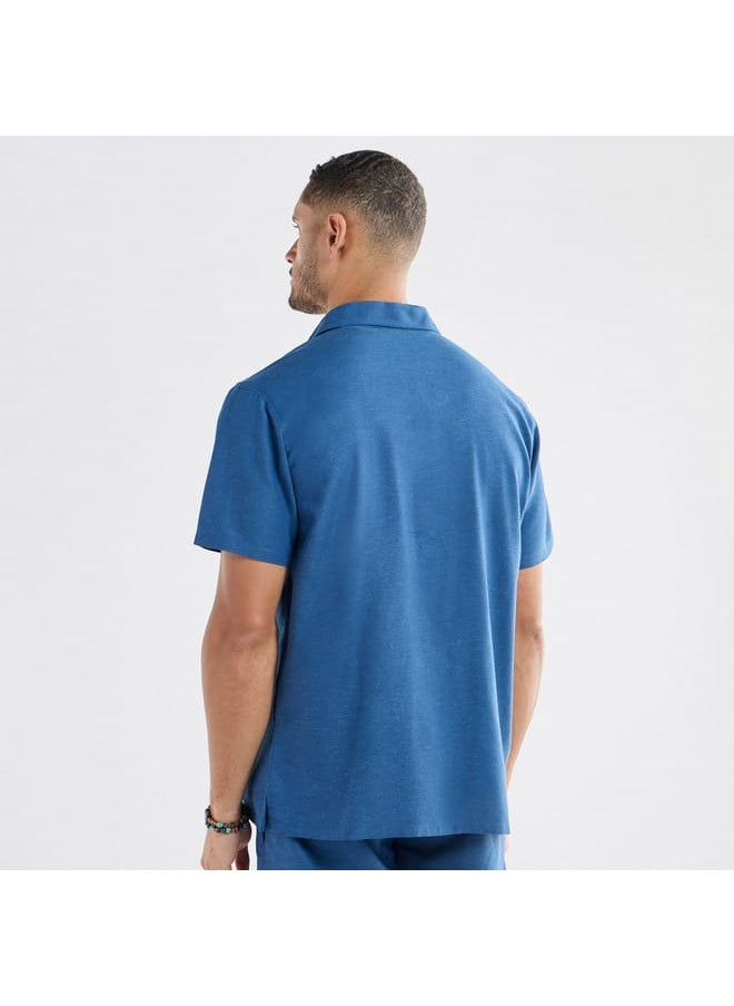 FAV Regular Fit Solid Shirt with Camp Collar and Short Sleeves  - Image 3