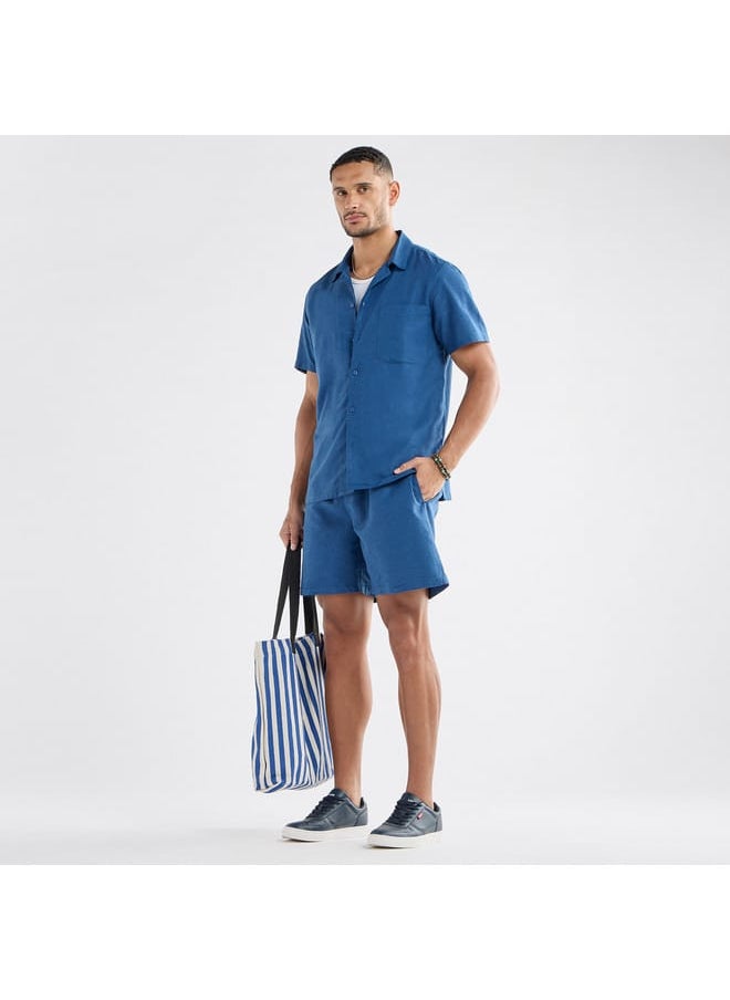 FAV Regular Fit Solid Shirt with Camp Collar and Short Sleeves  - Image 2
