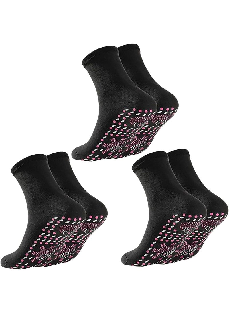 3 PCS  Thermal Circulation Acupressure Self-Heating Shaping Socks, Health Sock,Foot Massage Thermotherapeutic Sock(Black) Sizes 38-44. - Image 1