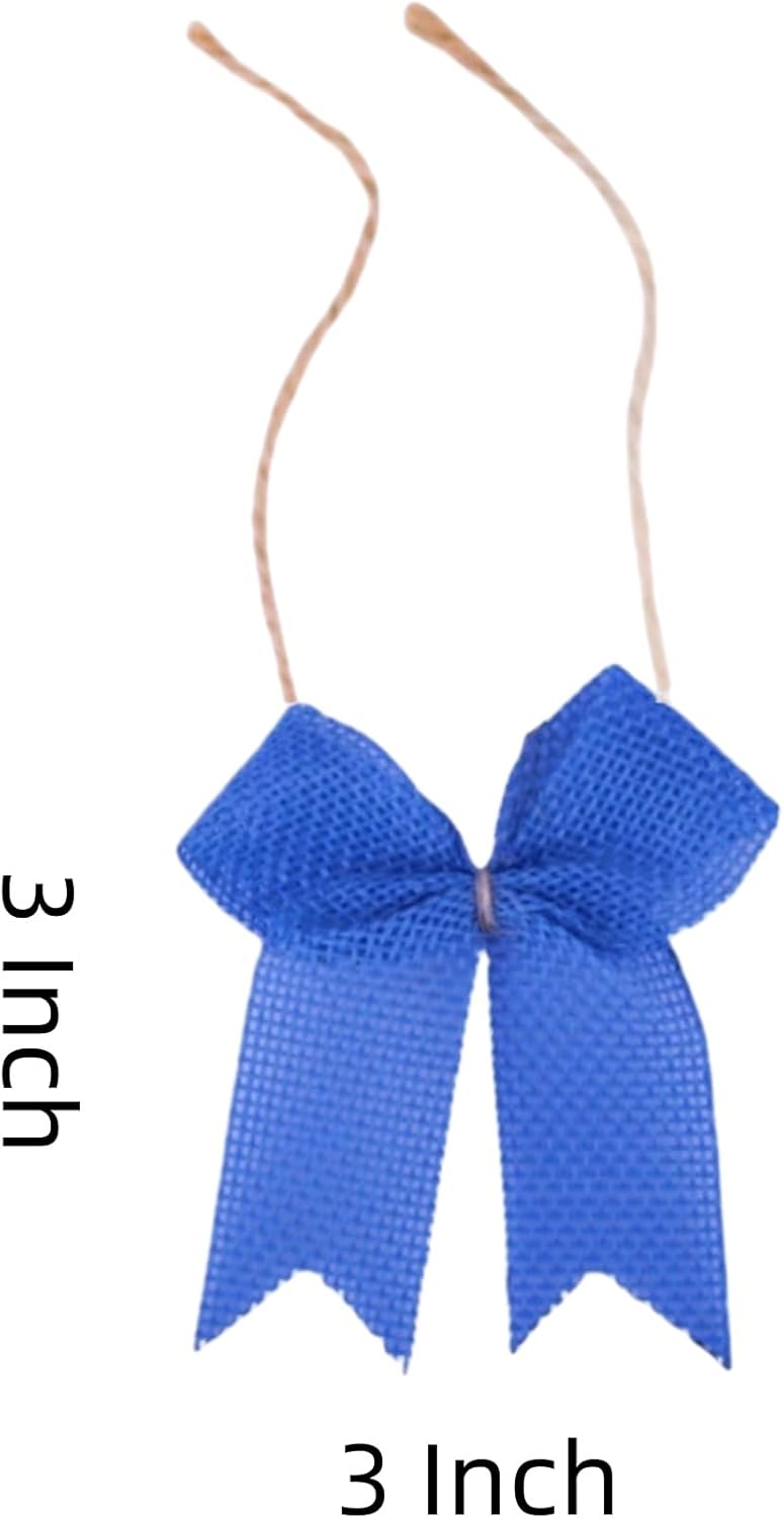 Meseey 24 Pcs 3 Inch Mini Buffalo Plaid Check Ribbon Bow Smal Bows for Crafts Sewing Scrapbook Wedding Christmas Halloween Thanksgiving Decorations (Royal Blue) - Image 2