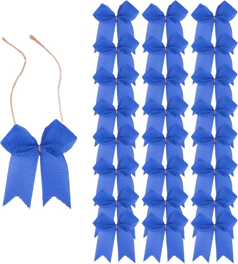 Meseey 24 Pcs 3 Inch Mini Buffalo Plaid Check Ribbon Bow Smal Bows for Crafts Sewing Scrapbook Wedding Christmas Halloween Thanksgiving Decorations (Royal Blue) - Image 1