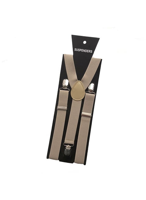 2.5 Multi-color Unisex Suspenders High-Elasticity Clips Beige