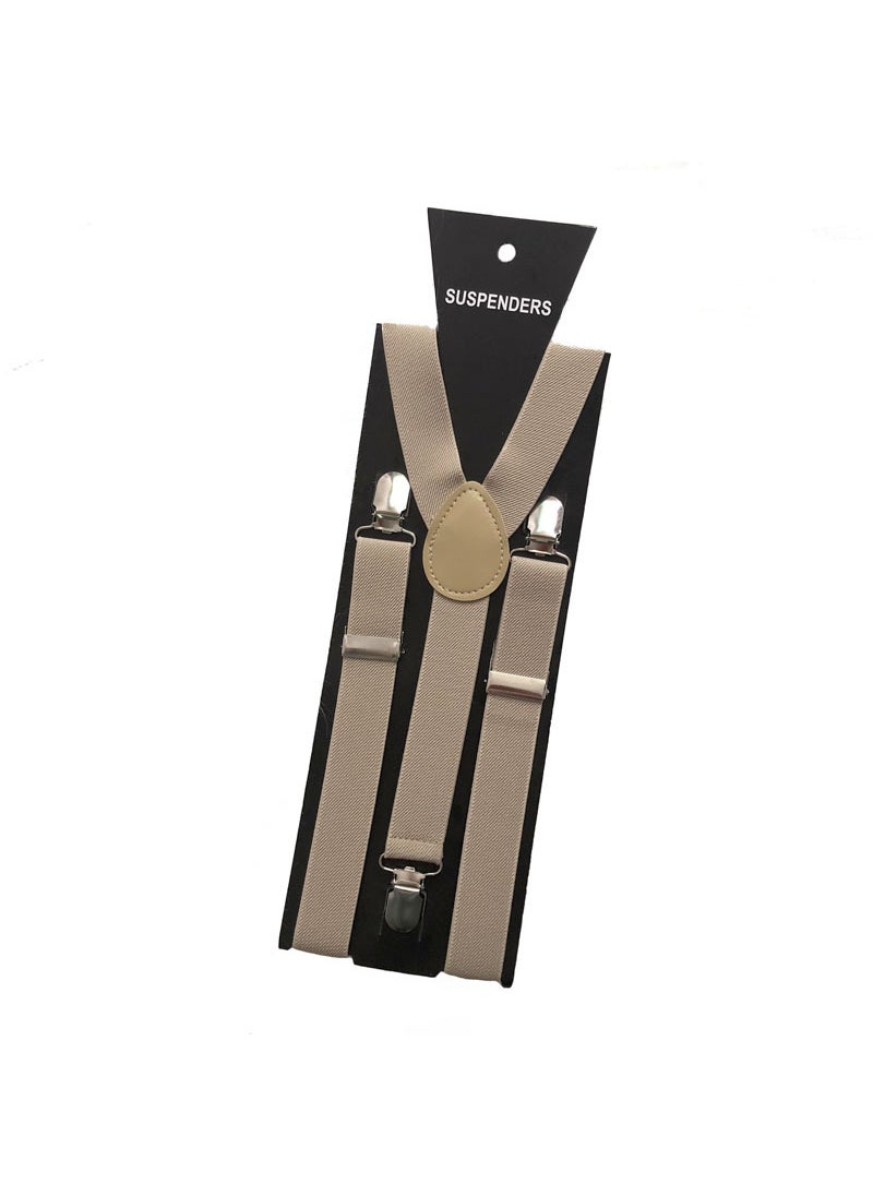 Generic 2.5 Multi-color Unisex Suspenders High-Elasticity Clips Beige 