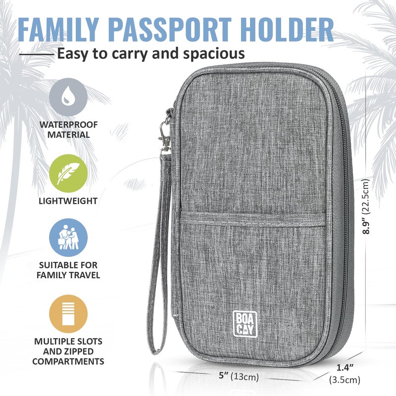 BOACAY Travel Document Organizer with RFID, Family Passport Holder, Wallet for Women & Men, Portable & Waterproof Case for Cards, Boarding Pass, Money - Image 3
