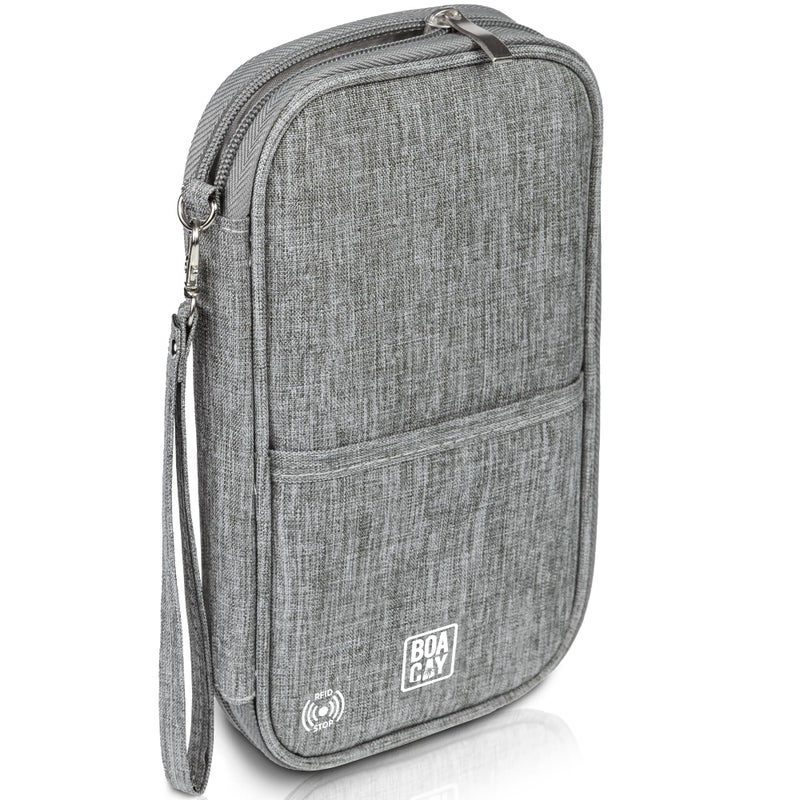 BOACAY Travel Document Organizer with RFID, Family Passport Holder, Wallet for Women & Men, Portable & Waterproof Case for Cards, Boarding Pass, Money - Image 1