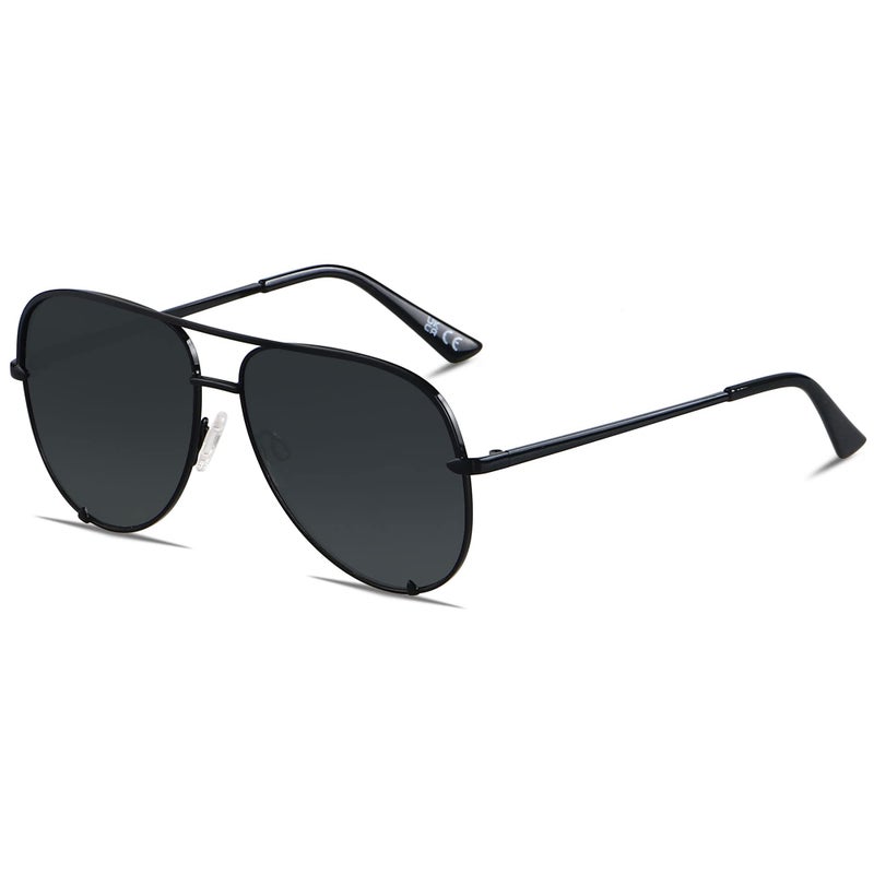 ANDWOOD Oversized Aviator Sunglasses for Women Men Big Large UV Protection Pilot Sun glasses Double Bridge Black Shades - Image 5