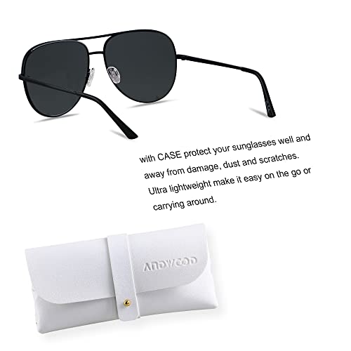 ANDWOOD Oversized Aviator Sunglasses for Women Men Big Large UV Protection Pilot Sun glasses Double Bridge Black Shades - Image 3