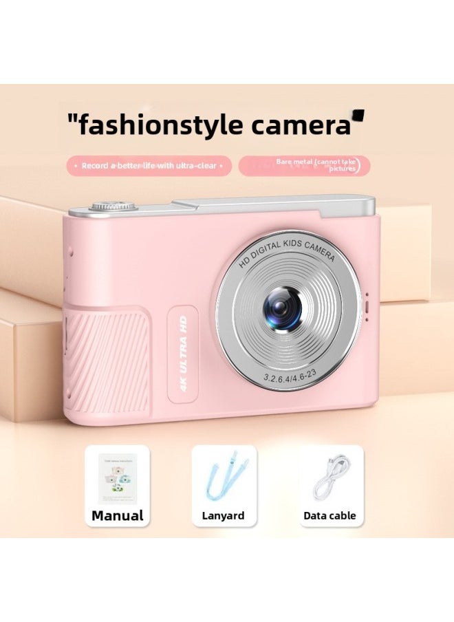 Generic Portable High Definition CCD Camera For Children Student Digital Camera Front And Back Dual Lens Easy To Carry Entry Level Camer-Body Color:Pink [data Cable + Hand Strap + Manual] Color Box Packaging  - Image 1
