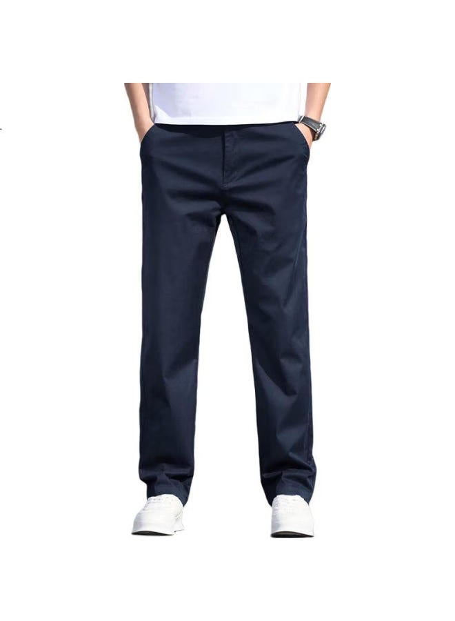 ROMON Men'S Casual Pants Summer Men'S Loose Straight Business All-Match Men'S Pants Navy Blue 34 - Image 1
