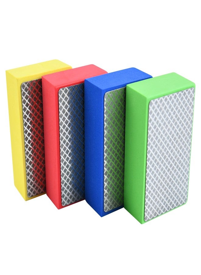 LEONTOOL 4 قطع من وسادات تلميع يدوية من الماس بحبيبات 60/100/200/400 وسادات صنفرة ماسية كتلة صنفرة رطبة وجافة مع دعامة إسفنجية أدوات بلاط للبلاط والزجاج والحجر والرخام والجرانيت والسيراميك وطحن المعادن - Image 1