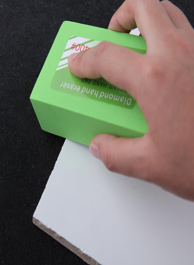 LEONTOOL 4 قطع من وسادات تلميع يدوية من الماس بحبيبات 60/100/200/400 وسادات صنفرة ماسية كتلة صنفرة رطبة وجافة مع دعامة إسفنجية أدوات بلاط للبلاط والزجاج والحجر والرخام والجرانيت والسيراميك وطحن المعادن - Image 2