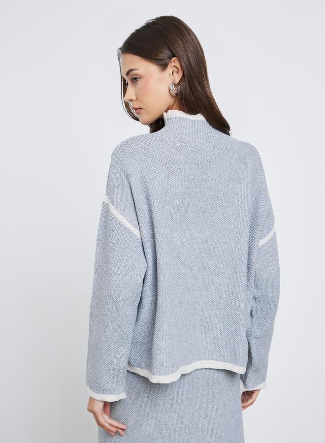 Styli Grey Regular Fit Sweater with Contrast Trim - Image 4