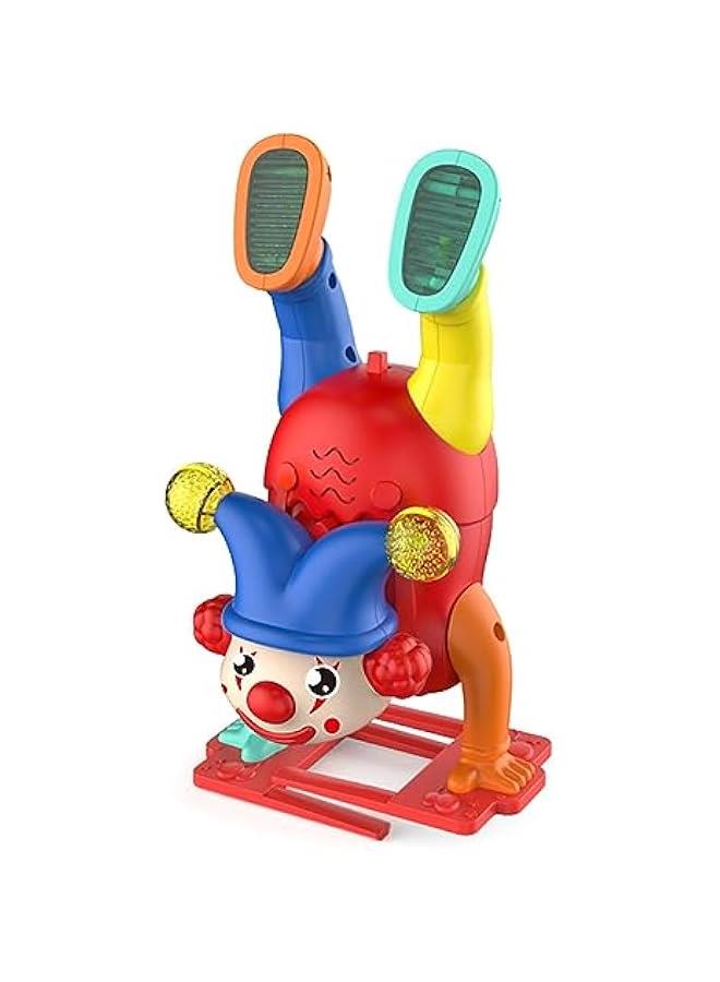 Handstand Walking Clown, Upside-Down Dancing Clown Toy Circus Clown Show Toy Musical Toy Handstand Walk Clown Toy with Light and Music (Red) - Image 1