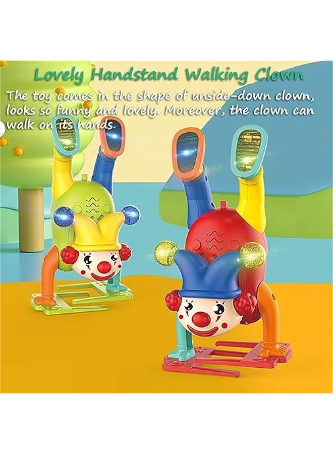 Handstand Walking Clown, Upside-Down Dancing Clown Toy Circus Clown Show Toy Musical Toy Handstand Walk Clown Toy with Light and Music (Red) - Image 2