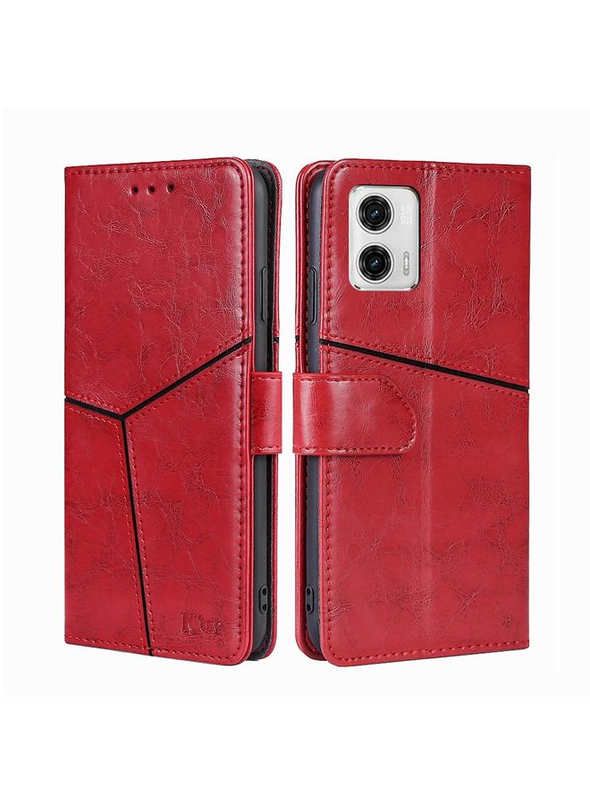 اس-توب جراب لهاتف Motorola Moto G73 5G مصنوع من الجلد بخياطة هندسية - Image 1