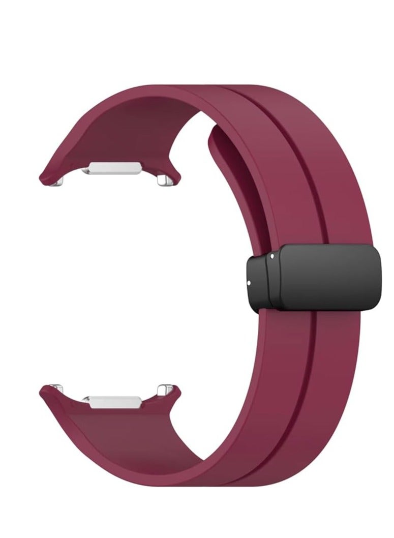 ten.tech Silicone strap compatible with Samsung Galaxy Watch Ultra Band 47mm (2024) for women and men, soft silicone sports band with magnetic buckle, burgundy red - Image 1