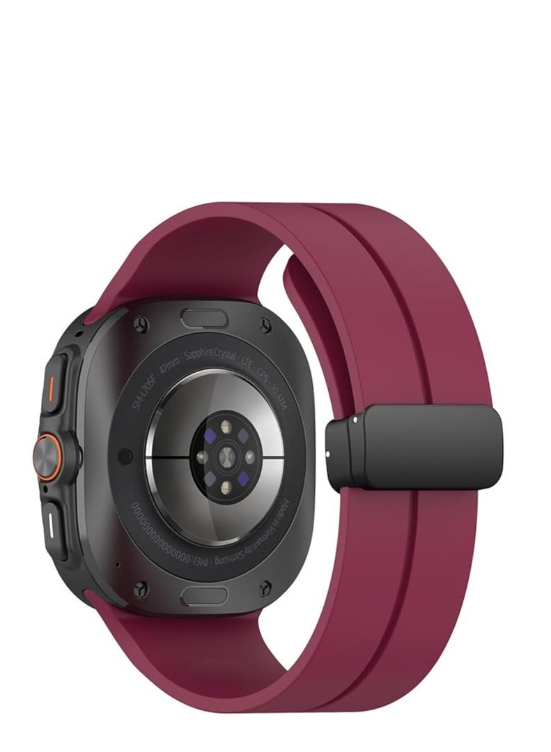 ten.tech Silicone strap compatible with Samsung Galaxy Watch Ultra Band 47mm (2024) for women and men, soft silicone sports band with magnetic buckle, burgundy red - Image 3