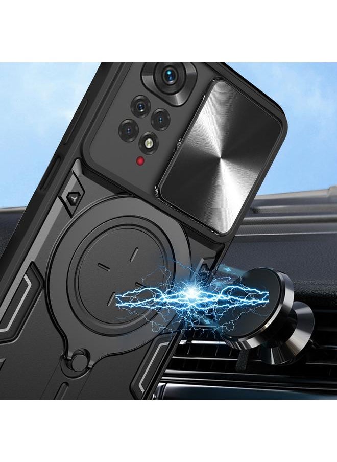Case For Xiaomi Redmi Note 11 4G CD Texture Sliding Camshield Magnetic Holder Phone Case