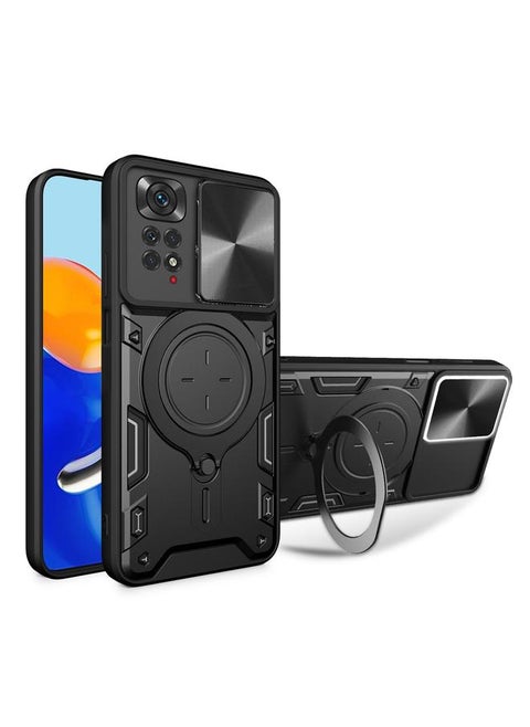 Case For Xiaomi Redmi Note 11 4G CD Texture Sliding Camshield Magnetic Holder Phone Case