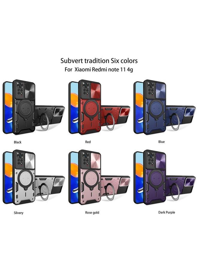 Case For Xiaomi Redmi Note 11 4G CD Texture Sliding Camshield Magnetic Holder Phone Case