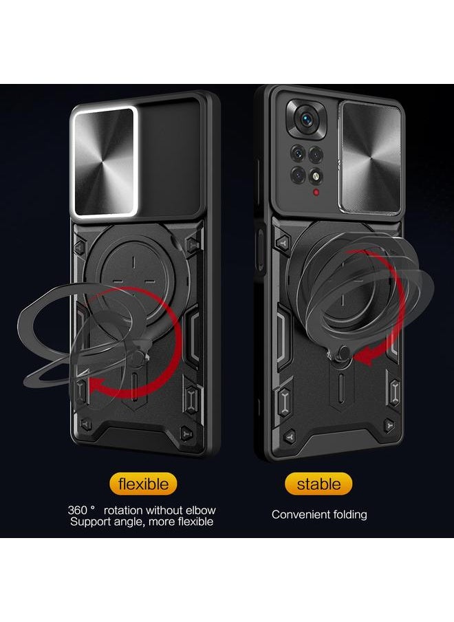 Case For Xiaomi Redmi Note 11 4G CD Texture Sliding Camshield Magnetic Holder Phone Case