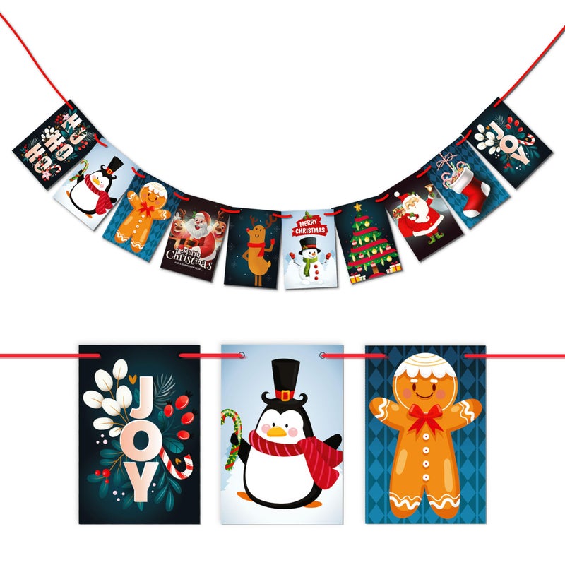 WOBBOX Christmas Decoration Christmas Cartoon Multi Colour Christmas Bunting Banner, Christmas Decorations Items - Image 1