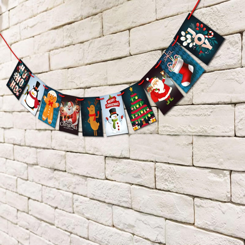 WOBBOX Christmas Decoration Christmas Cartoon Multi Colour Christmas Bunting Banner, Christmas Decorations Items - Image 4