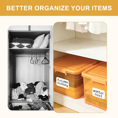 KIUKIUO 160 Pcs Labels for Storage Bins, Removable Labels for Storage Bins, Tear Resistant No Residue Storage Bin Label, Matte White Blank Box Label for School, Home, Business,Three Sizes - Image 2