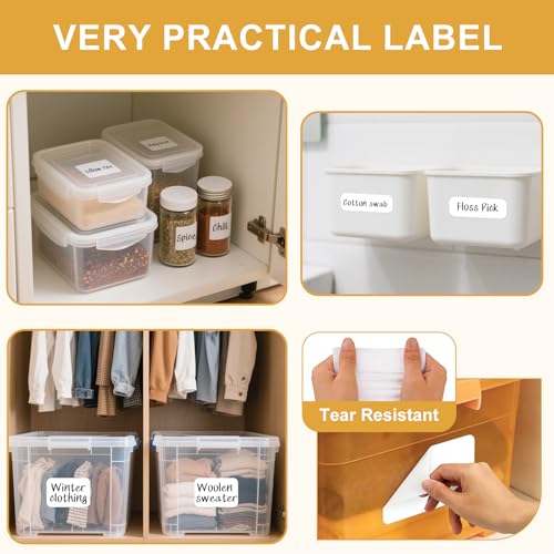 KIUKIUO 160 Pcs Labels for Storage Bins, Removable Labels for Storage Bins, Tear Resistant No Residue Storage Bin Label, Matte White Blank Box Label for School, Home, Business,Three Sizes - Image 4
