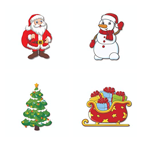 Bhai Please Santa, Snowman, Christmas Tree and Sleigh Wooden Fridge Magnet Combo | (Pack of 4)| Christmas Gift, Secret Santa & Holiday Decoration | (3 Inch) - Image 1