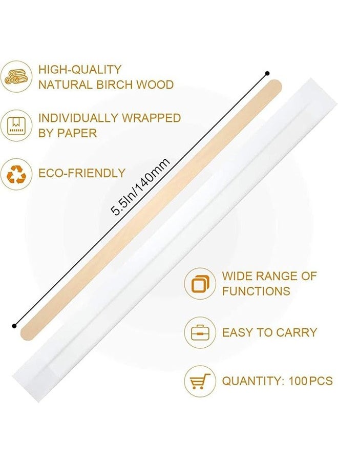 Generic - 100 Pcs Coffee Stirrers, 14cm Wooden Coffee Stir Sticks,  Individually Wrapped Disposable Coffee Stirrer, Corn Dog Stick, Craft Stick Eco-Friendly Wood Beverage Stirrers for Tea Milk and Hot Drinks - Image 1