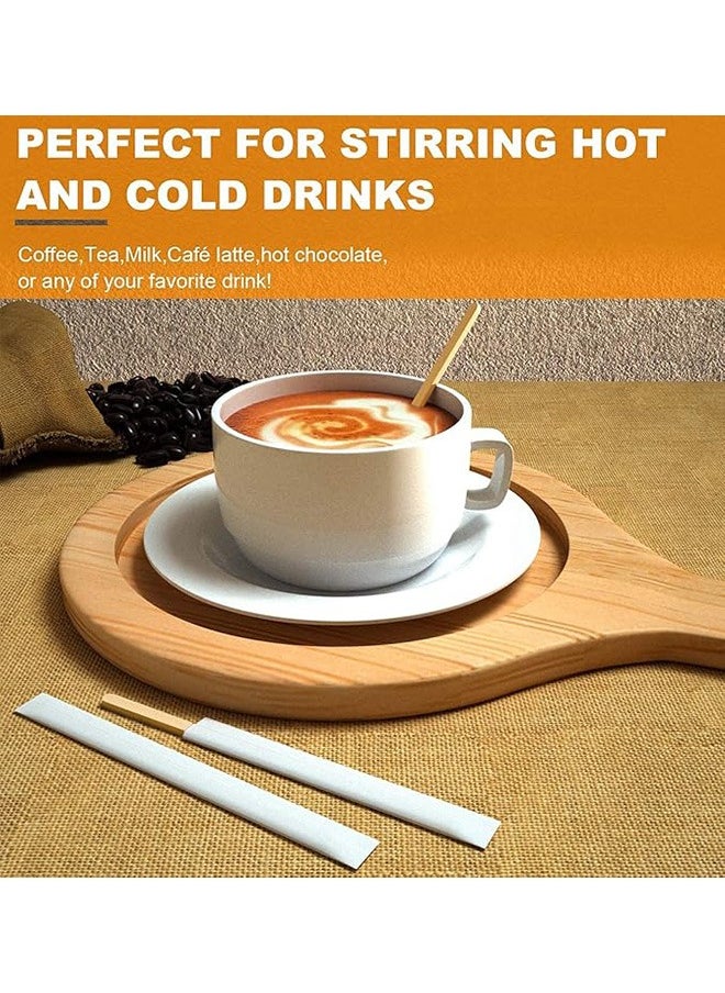 Generic - 100 Pcs Coffee Stirrers, 14cm Wooden Coffee Stir Sticks,  Individually Wrapped Disposable Coffee Stirrer, Corn Dog Stick, Craft Stick Eco-Friendly Wood Beverage Stirrers for Tea Milk and Hot Drinks - Image 1