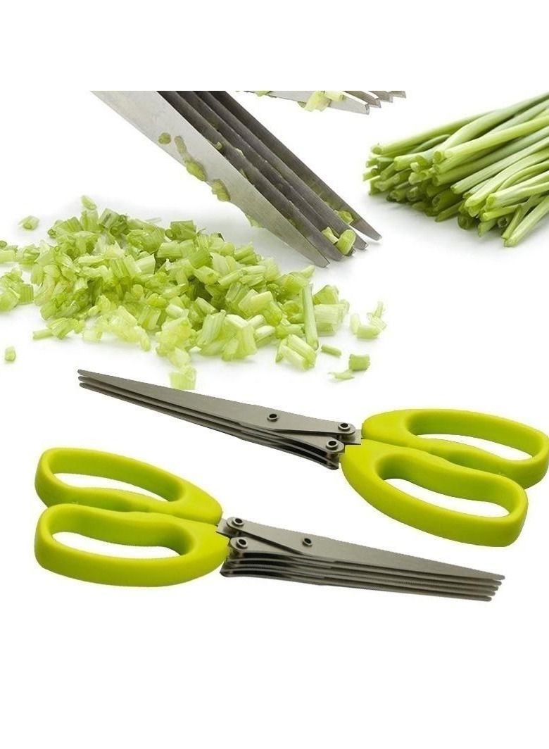 Gonice Multifunctional Muti Layers Stainless Steel Knives Multi-Layers KItchen Scissors Scallion Cutter Herb Laver Spices Cook Tool Cut  - Image 5