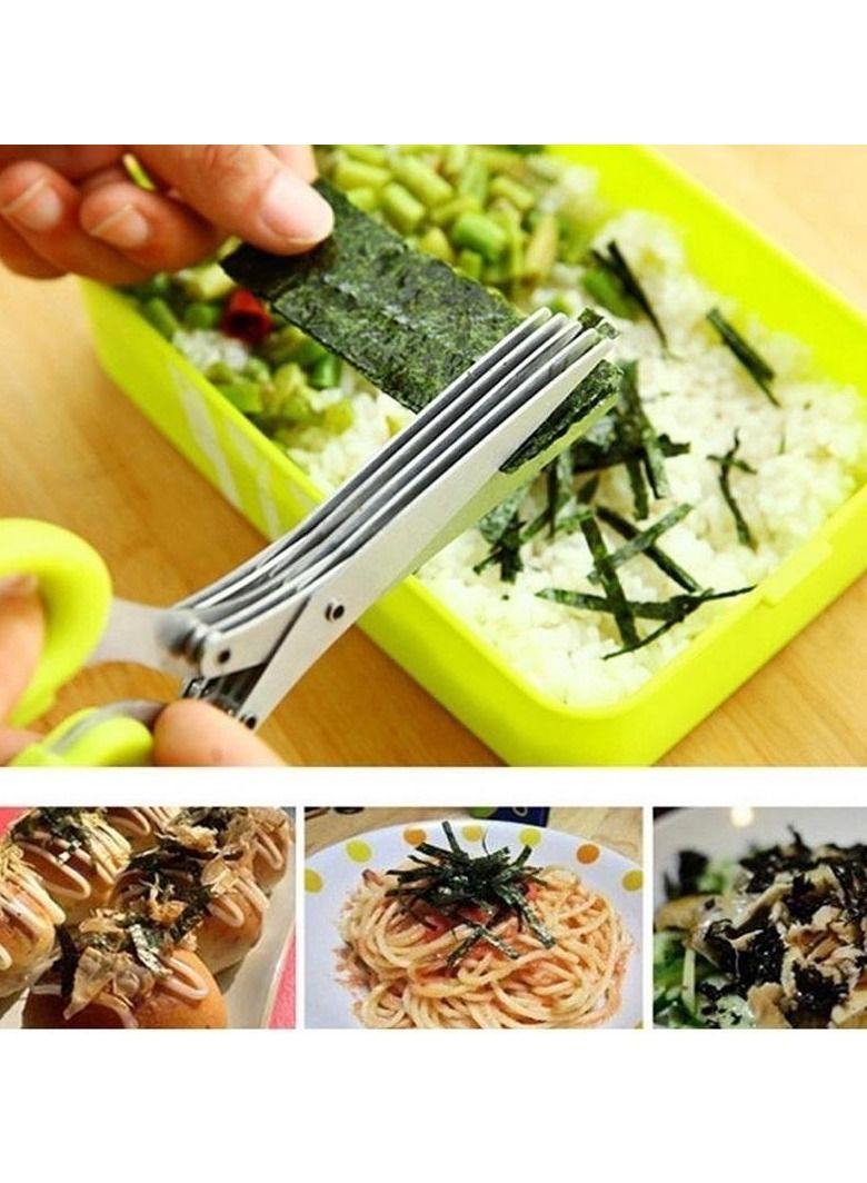 Gonice Multifunctional Muti Layers Stainless Steel Knives Multi-Layers KItchen Scissors Scallion Cutter Herb Laver Spices Cook Tool Cut  - Image 3