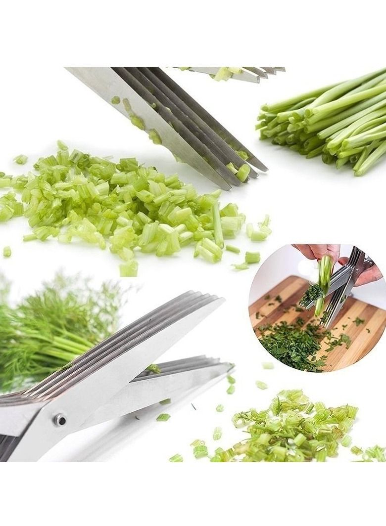 Gonice Multifunctional Muti Layers Stainless Steel Knives Multi-Layers KItchen Scissors Scallion Cutter Herb Laver Spices Cook Tool Cut  - Image 2