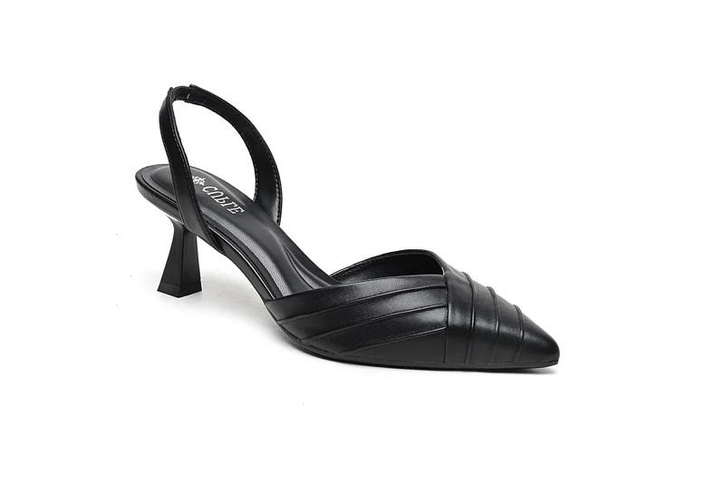 Cuple slingback heel with pleated detailing