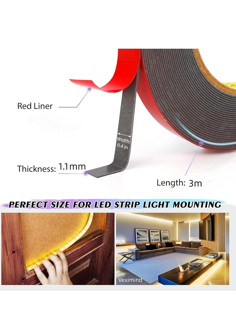 Beauenty Heavy Duty Double Sided Tape - 10mm x 3m, 1.1mm Thick, Mounting Adhesive Foam Tape for Automotive, Home, Office Decor (10mm x 3m) - Image 3