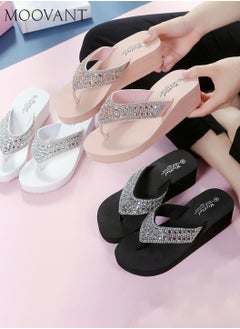 Non-slips Women's Rhinestone Flip Flops Wedge Slipper, High Platform T-Strap Jewel Sandals, Soft Sole Flip Flops, Summer Casual Beach Shoes for Women - pzsku/ZFBB035F4DCC5A033942BZ/45/_/1713765882/a8060807-f73e-429a-a7b0-b1088ca6efa2