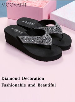 Non-slips Women's Rhinestone Flip Flops Wedge Slipper, High Platform T-Strap Jewel Sandals, Soft Sole Flip Flops, Summer Casual Beach Shoes for Women - pzsku/ZFBB035F4DCC5A033942BZ/45/_/1735105512/7c9270bd-20b2-4cf6-a366-0176d5af33bf