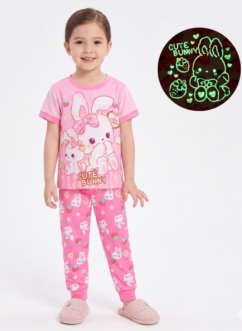 babyqlo Sweet Bunny and Berry Fun Pajama Set - Image 1
