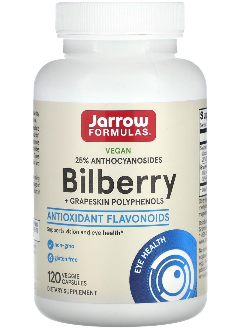 jarrow formulas Vegan Bilberry + Grapeskin Polyphenols, 120 Veggie Capsules