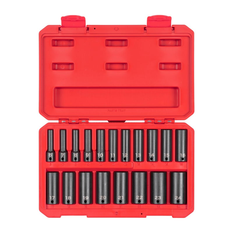 TEKTON 38 Inch Drive Deep 12Point Impact Socket Set with Case 19Piece 624 mm SID91307