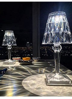 AWD Luxury Crystal Touch Table Lamp - Diamond Cut Design, Dimmable 3-Color LED Rechargeable Night Light with Touch Control, Portable Decorative Lamp for Bedroom, Living Room, and Ambient Lighting  - Image 1